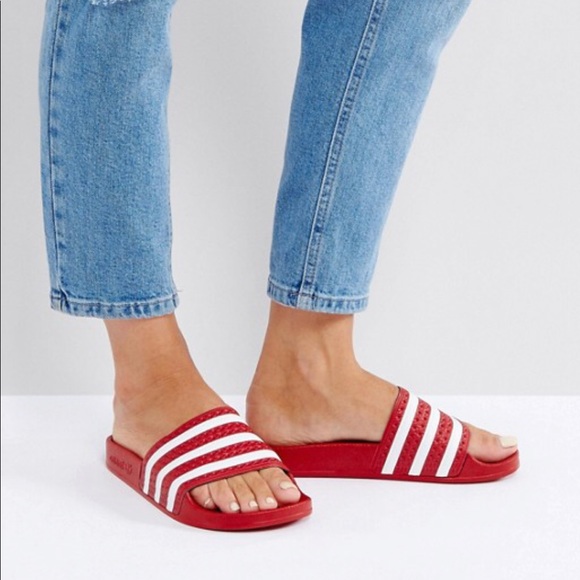 adilette red slides
